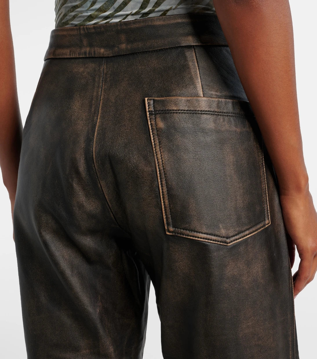 Jacques Wei - High-rise leather wide-leg pants