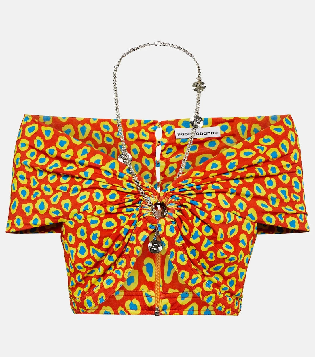 Rabanne - Printed strapless crop top
