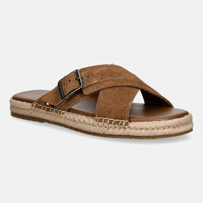 Tommy Hilfiger чехли мъжки от велур FLEX JUTTE BUCKLE SDE SANDAL