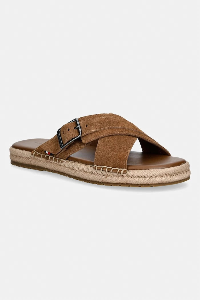 Tommy Hilfiger чехли мъжки от велур FLEX JUTTE BUCKLE SDE SANDAL