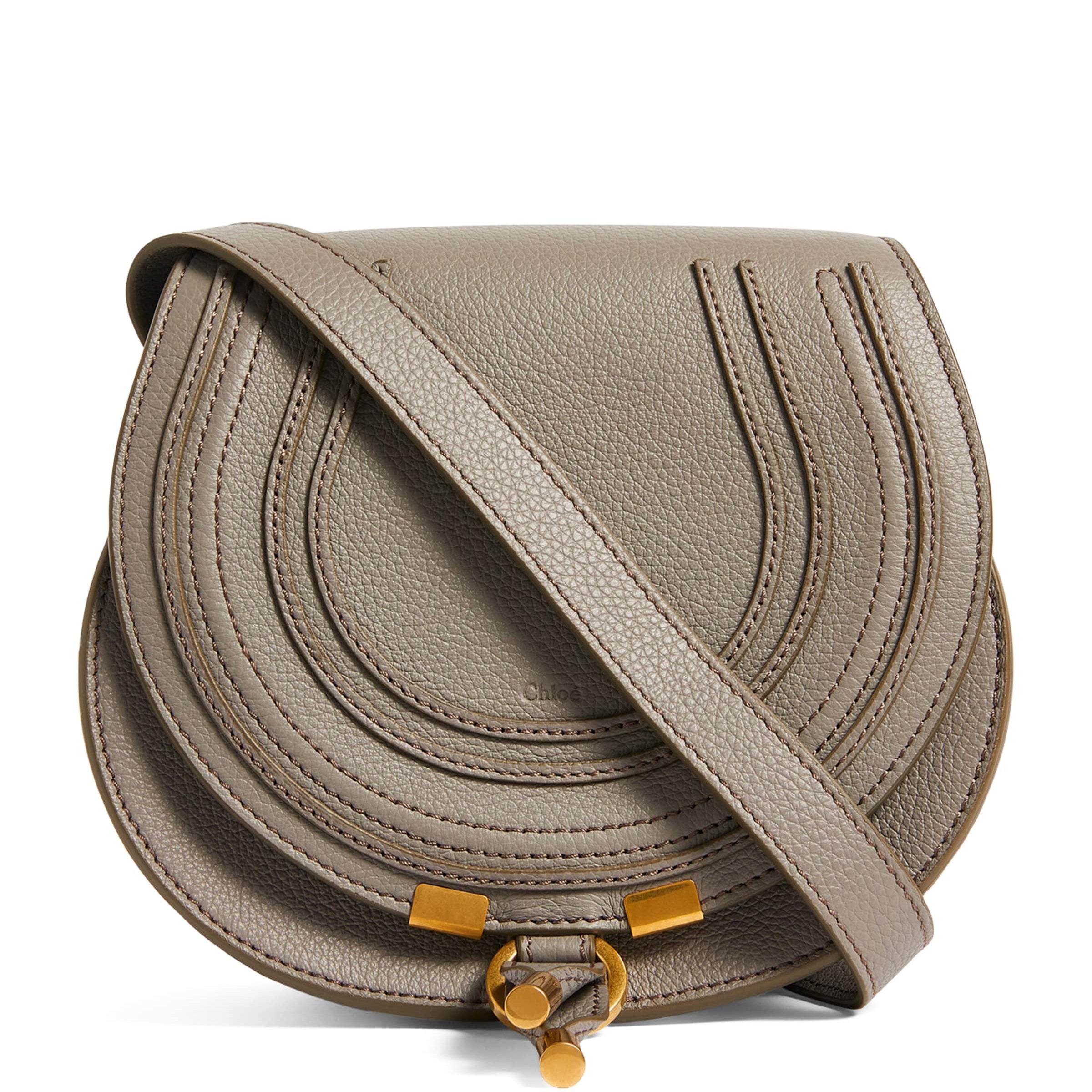 Grey Small Leather Marcie Saddle Bag