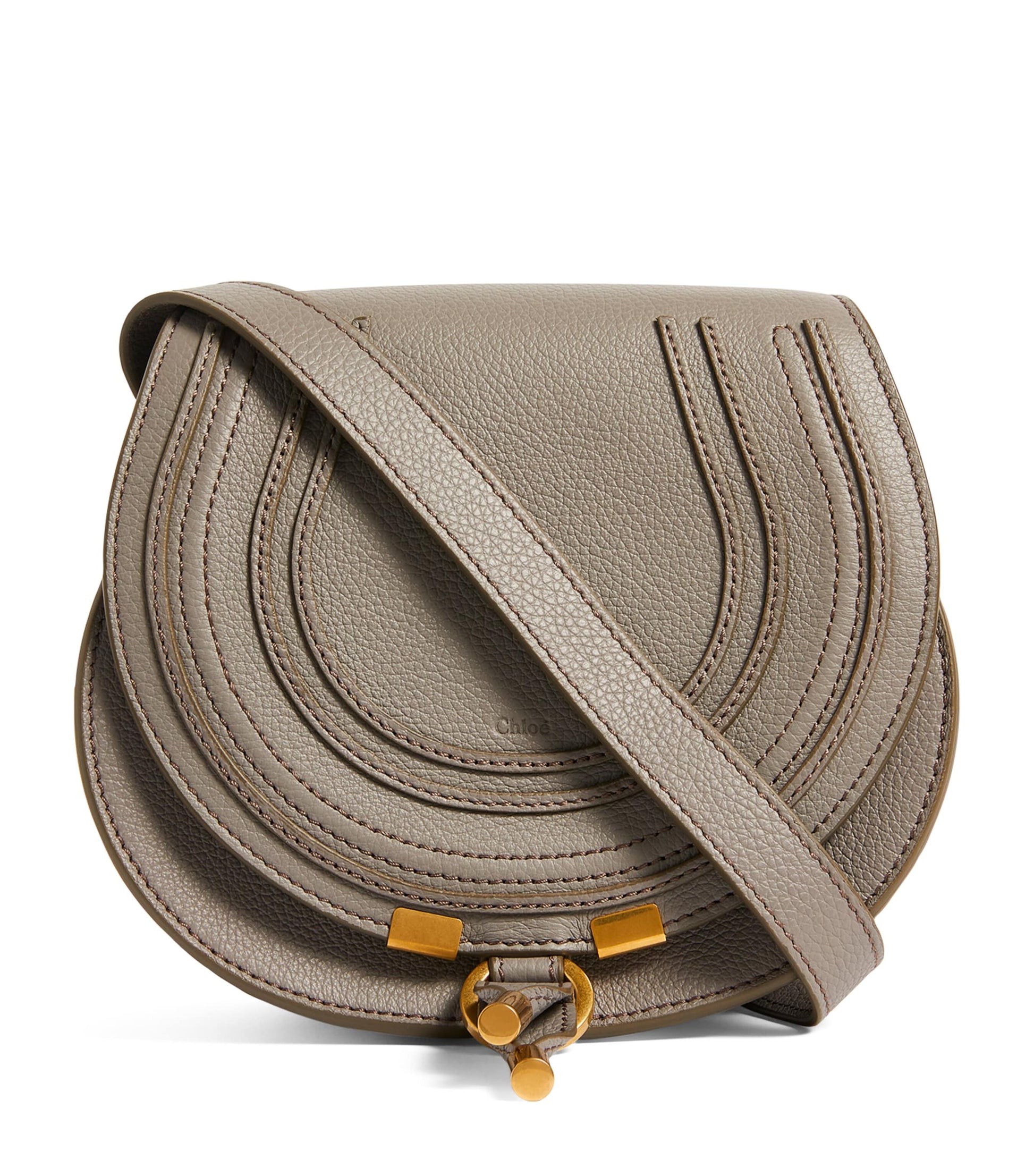 Grey Small Leather Marcie Saddle Bag