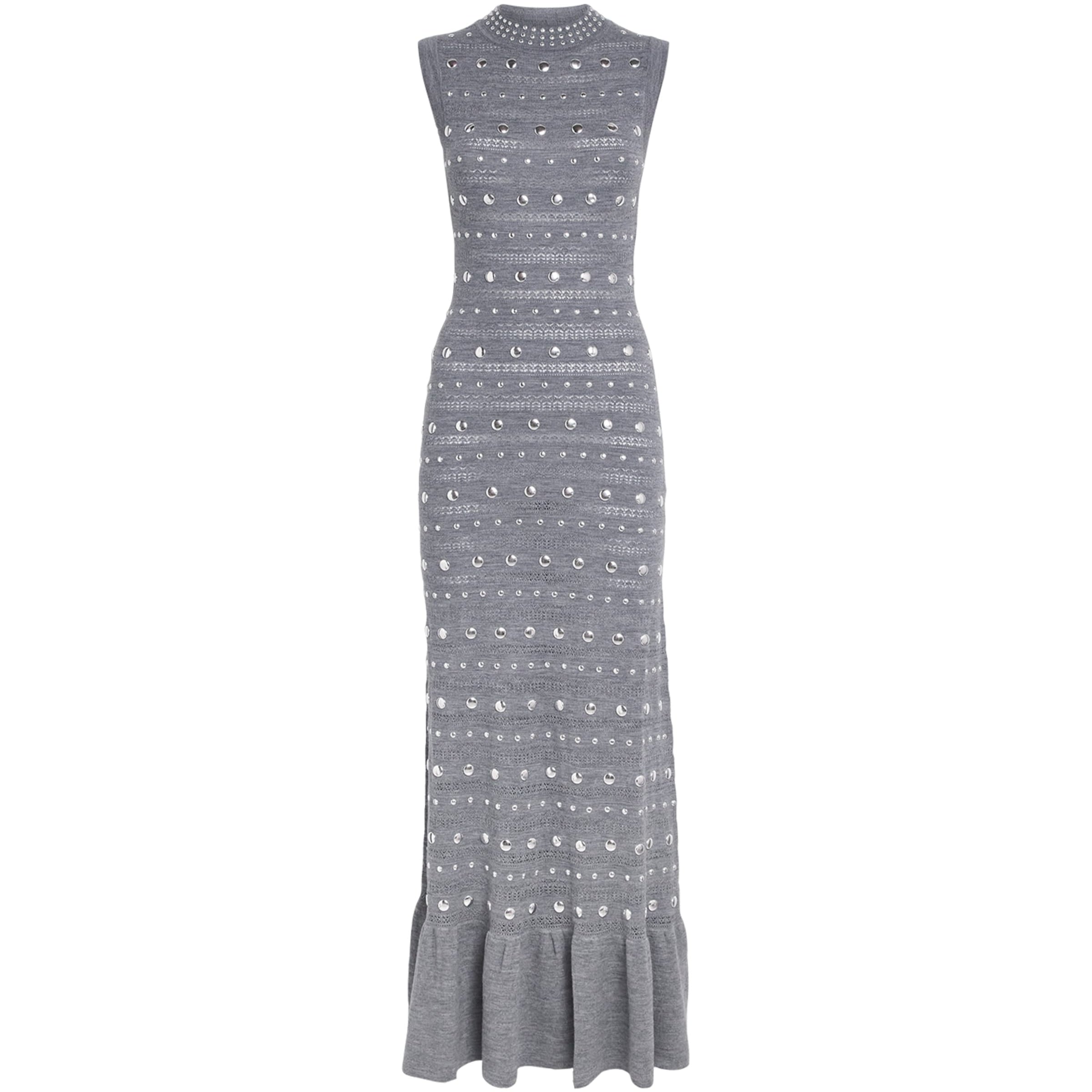 Wool-Blend Studded Maxi Dress GREY