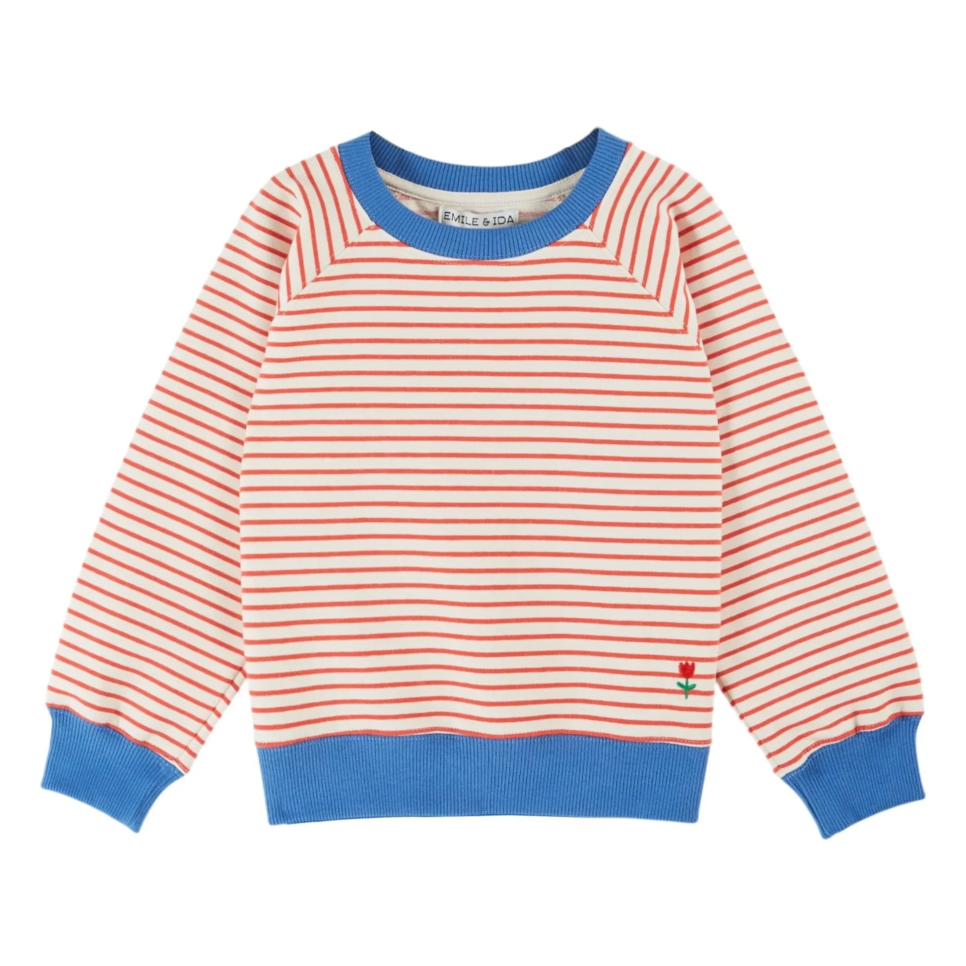 Emile et Ida - Organic cotton striped sweatshirt | Red
