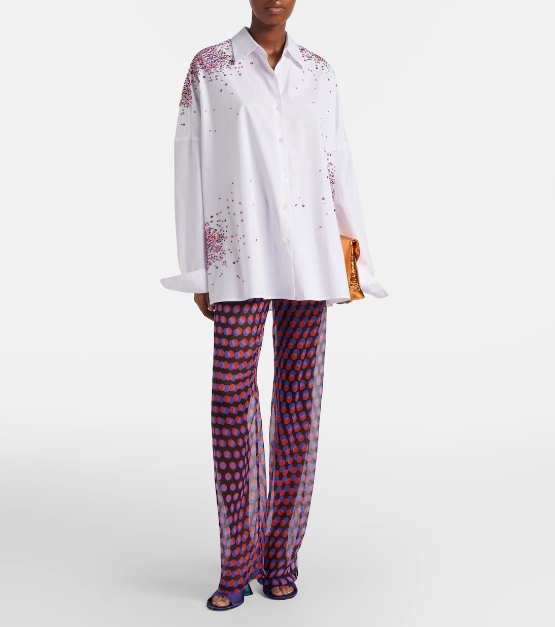 Dries Van Noten - Polka-dot silk straight pants