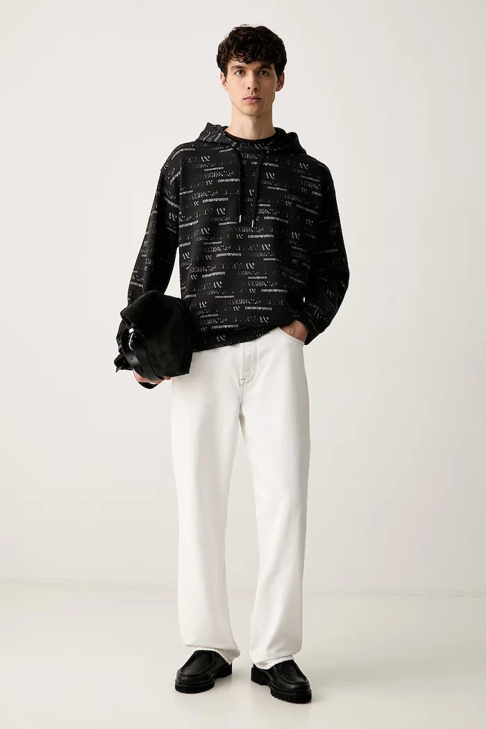 Emporio Armani kapüşonlu erkek pamuklu sweatshirt