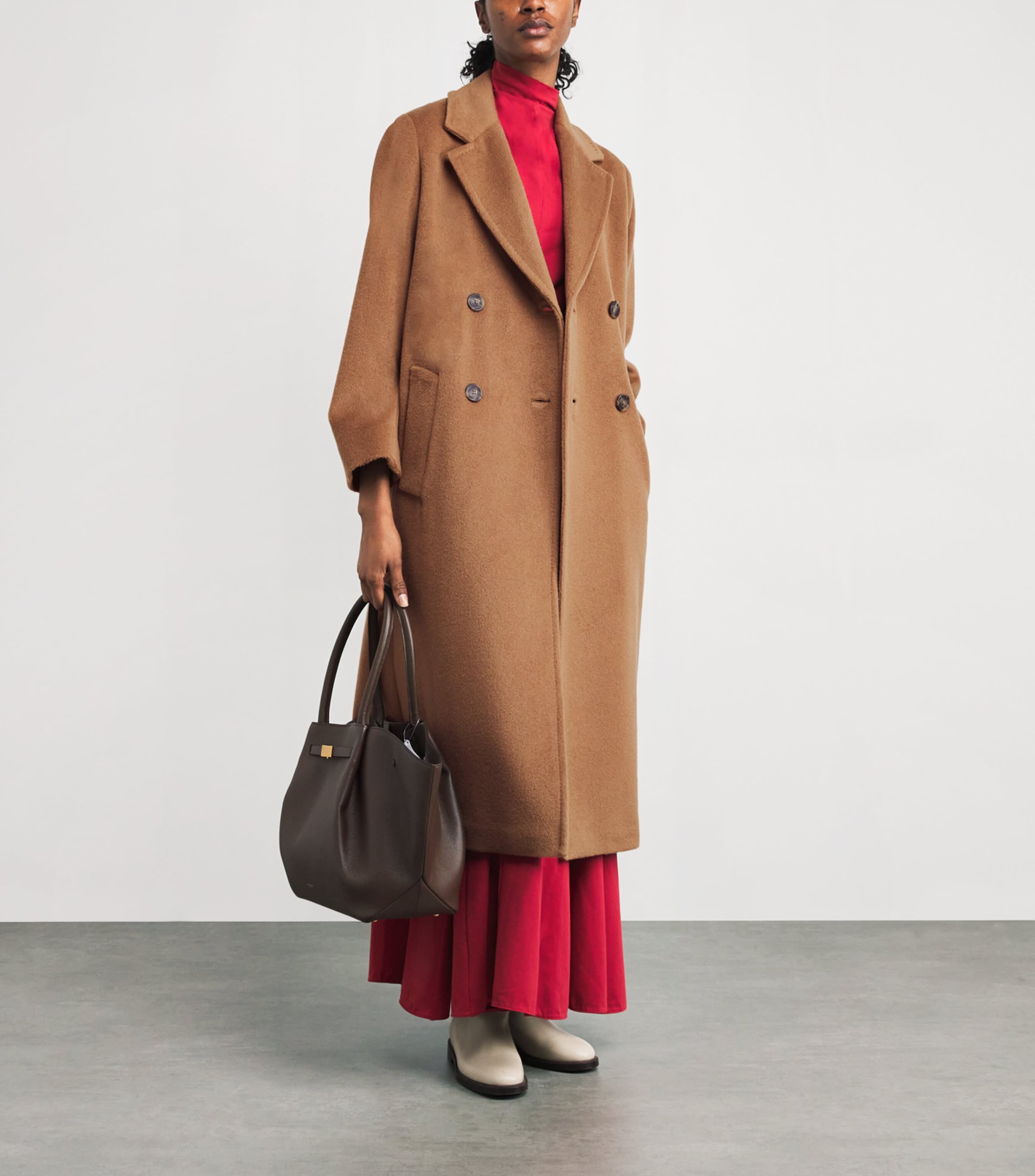Weekend Max Mara Beige Wool-Alpaca-Blend Double-Breasted Overcoat