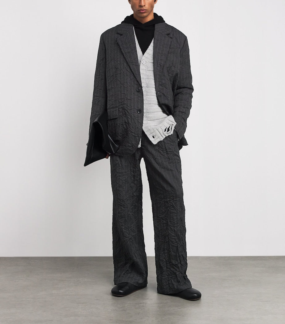 Crinkled Pinstripe Suit