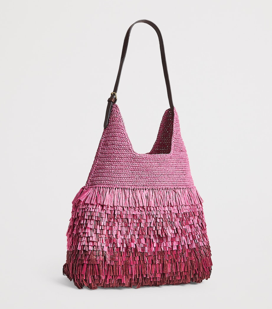 Pink Straw Shag Tote Bag