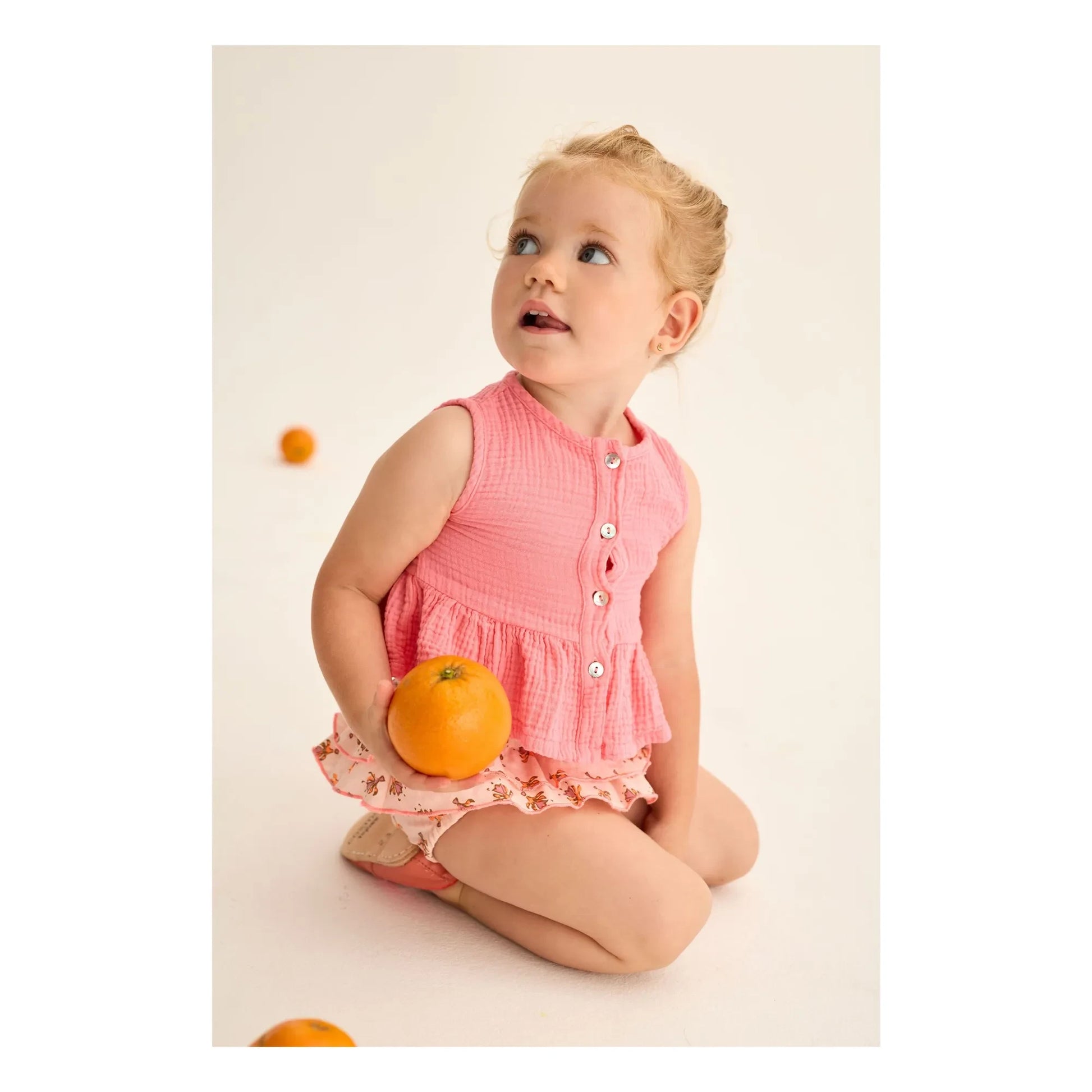 Cozmo - Posy Cotton Gauze Top | Candy pink