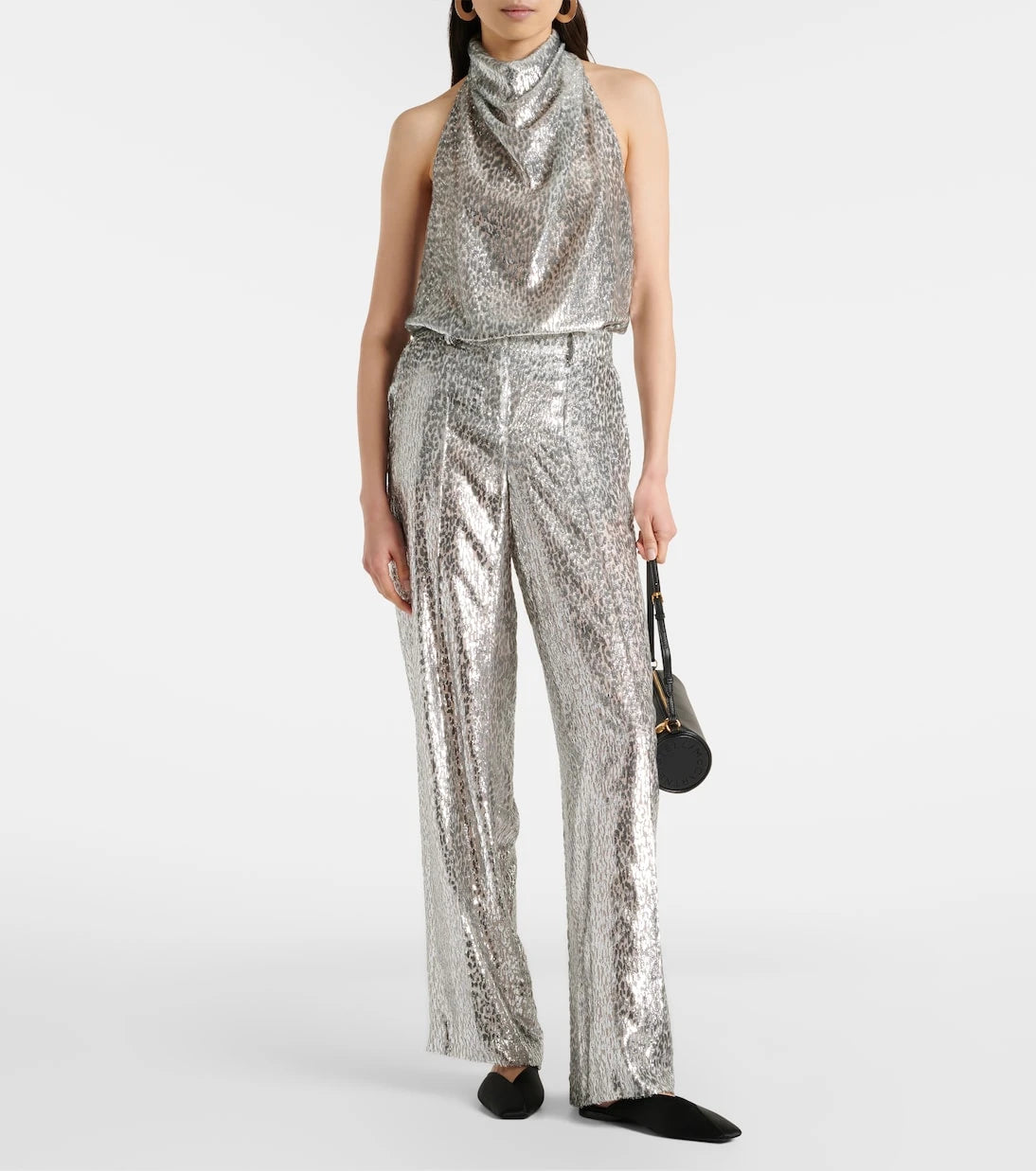 Stella McCartney - Halterneck lamé velvet top