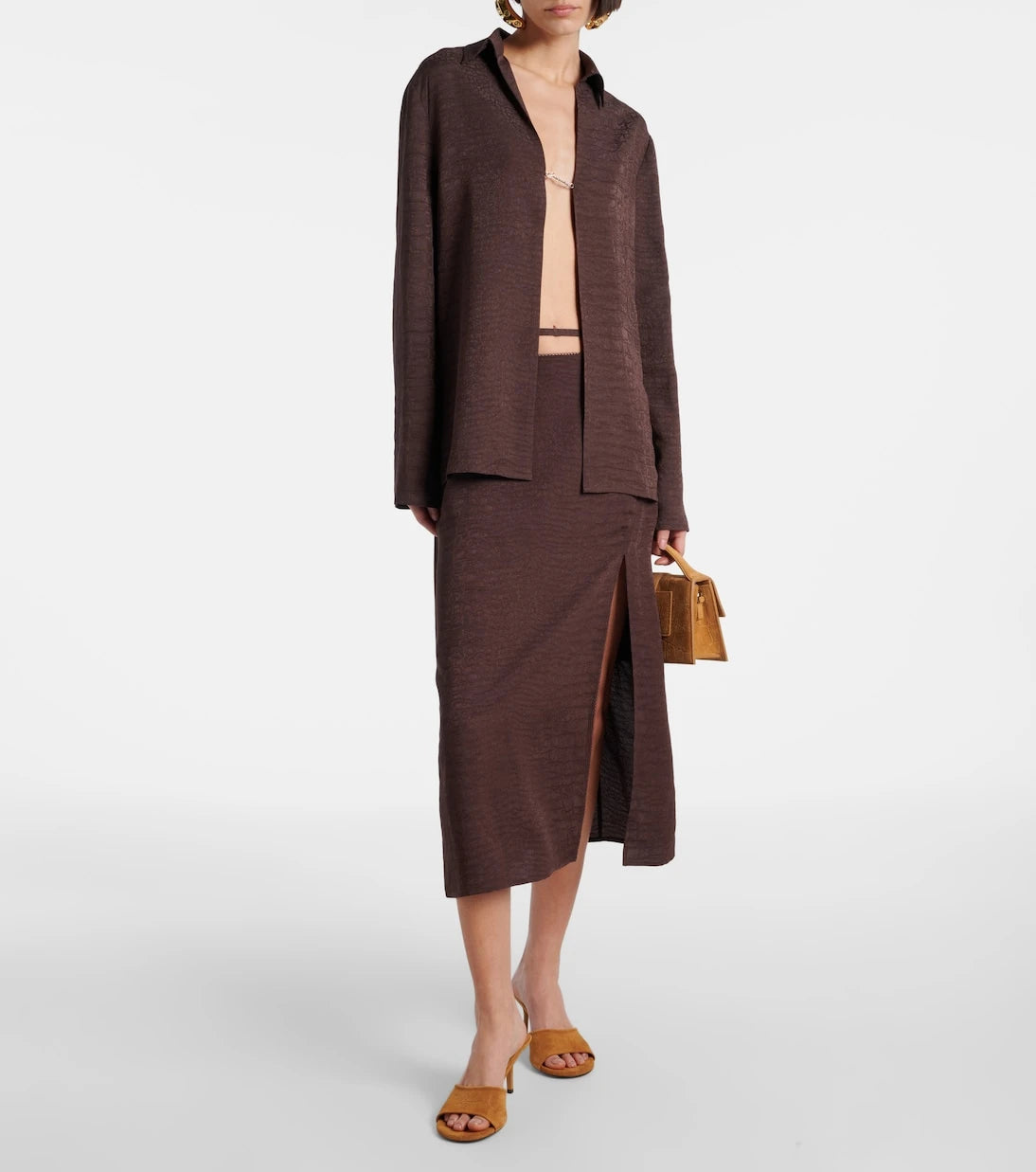 Jacquemus - Cubisto 70 croc-effect suede mules