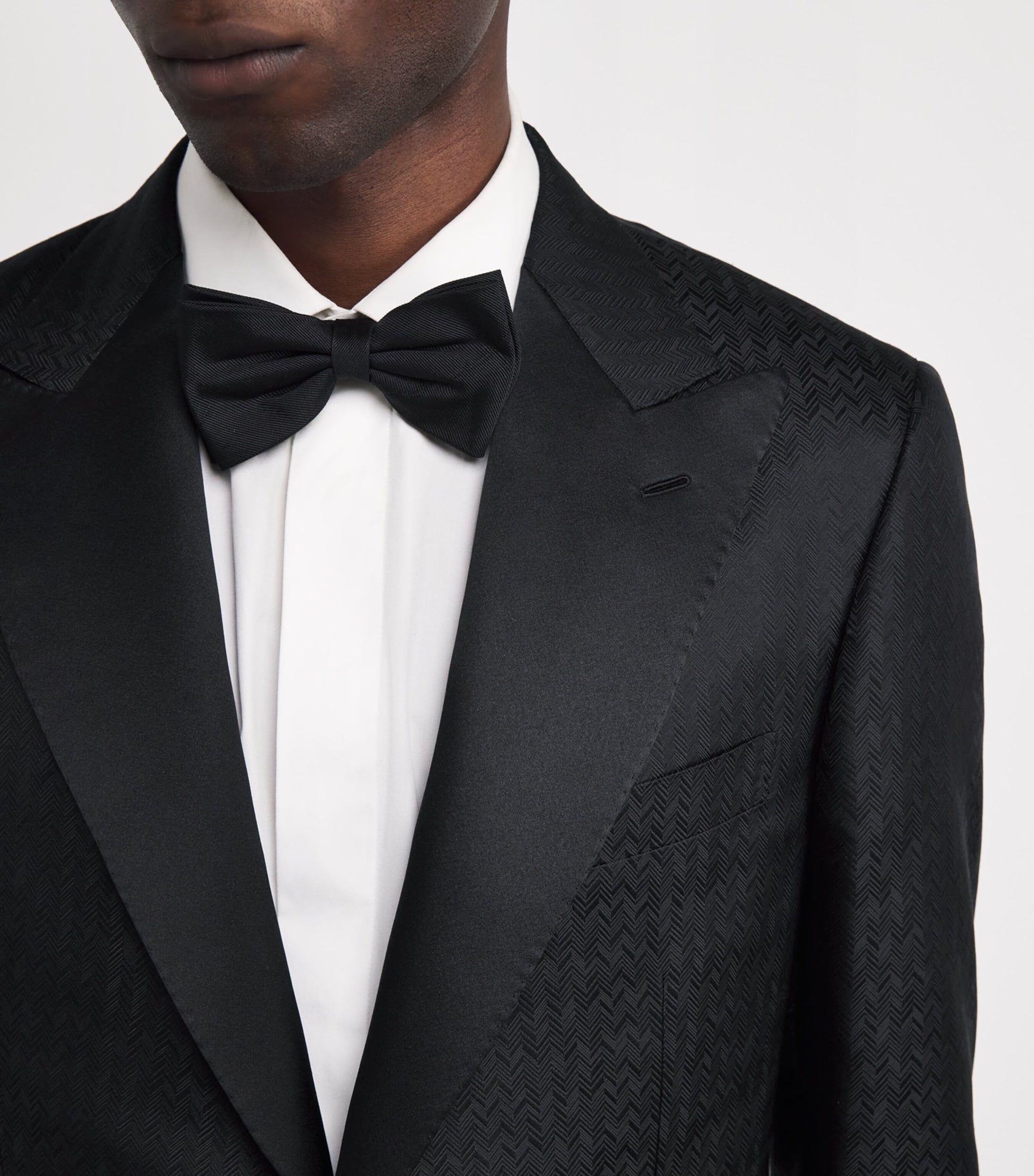 Brioni Black Silk Jacquard Virgilio Tuxedo Jacket