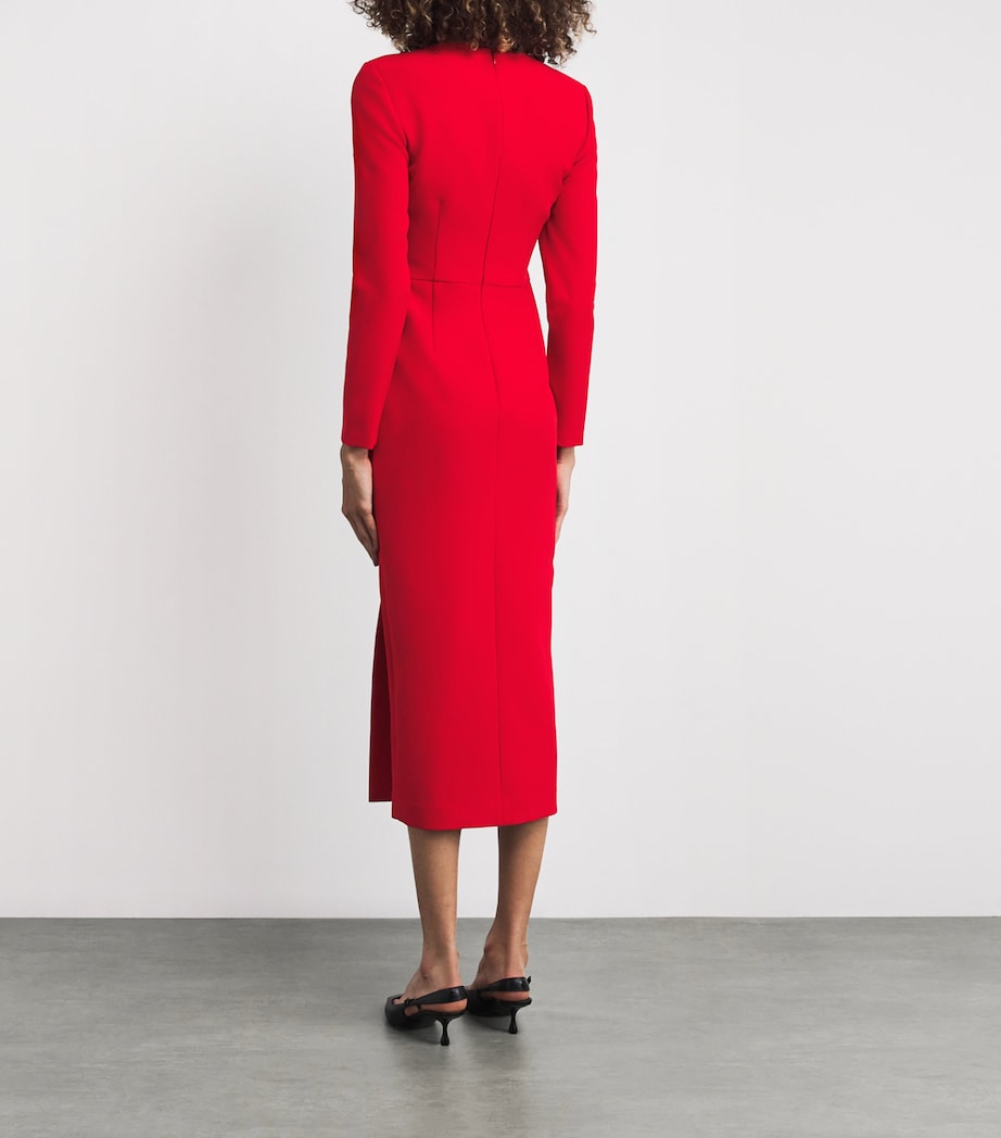 Roland Mouret Red Floral-Appliqué Midi Dress