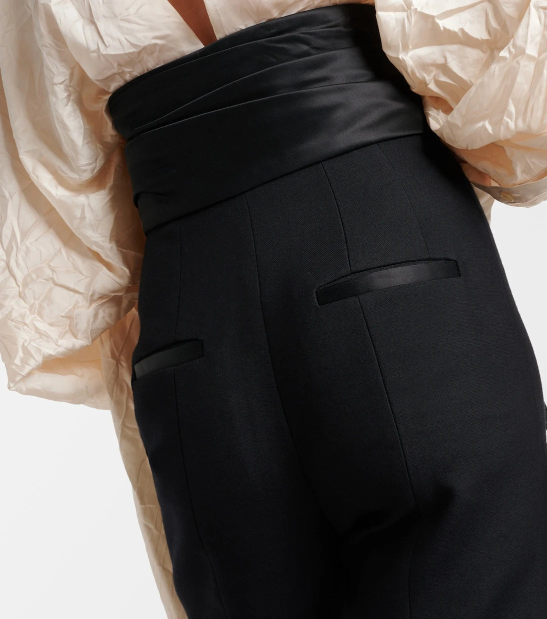 Khaite - Lenro satin-trimmed high-rise slim pants