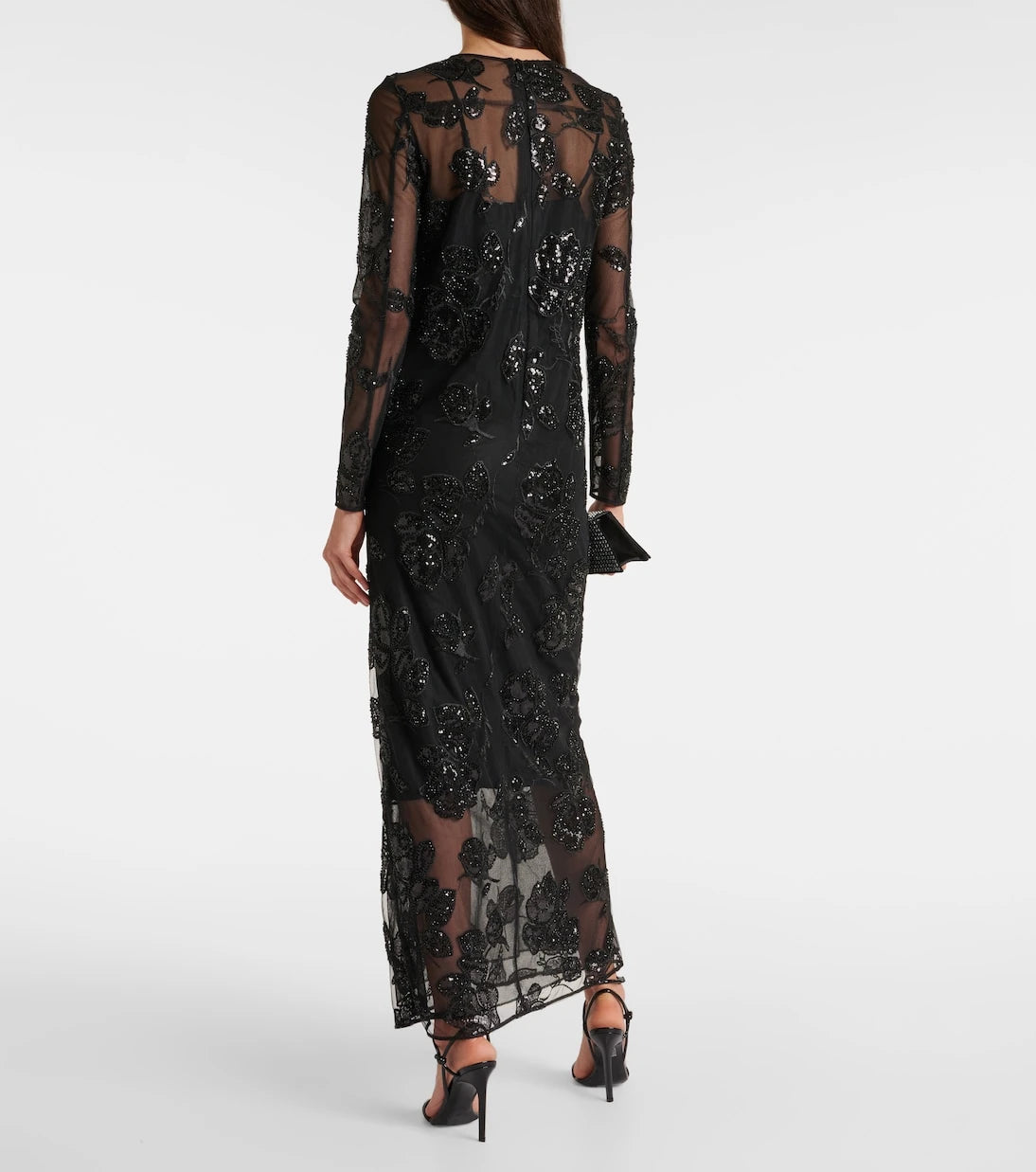 Rotate - Embellished mesh maxi dress