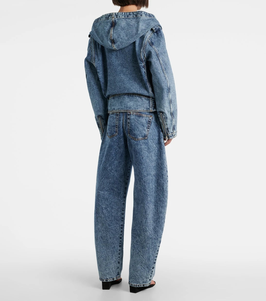 Alaïa - Belted hooded denim jacket