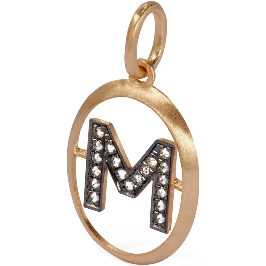 Yellow Gold and Diamond Initial M Pendant