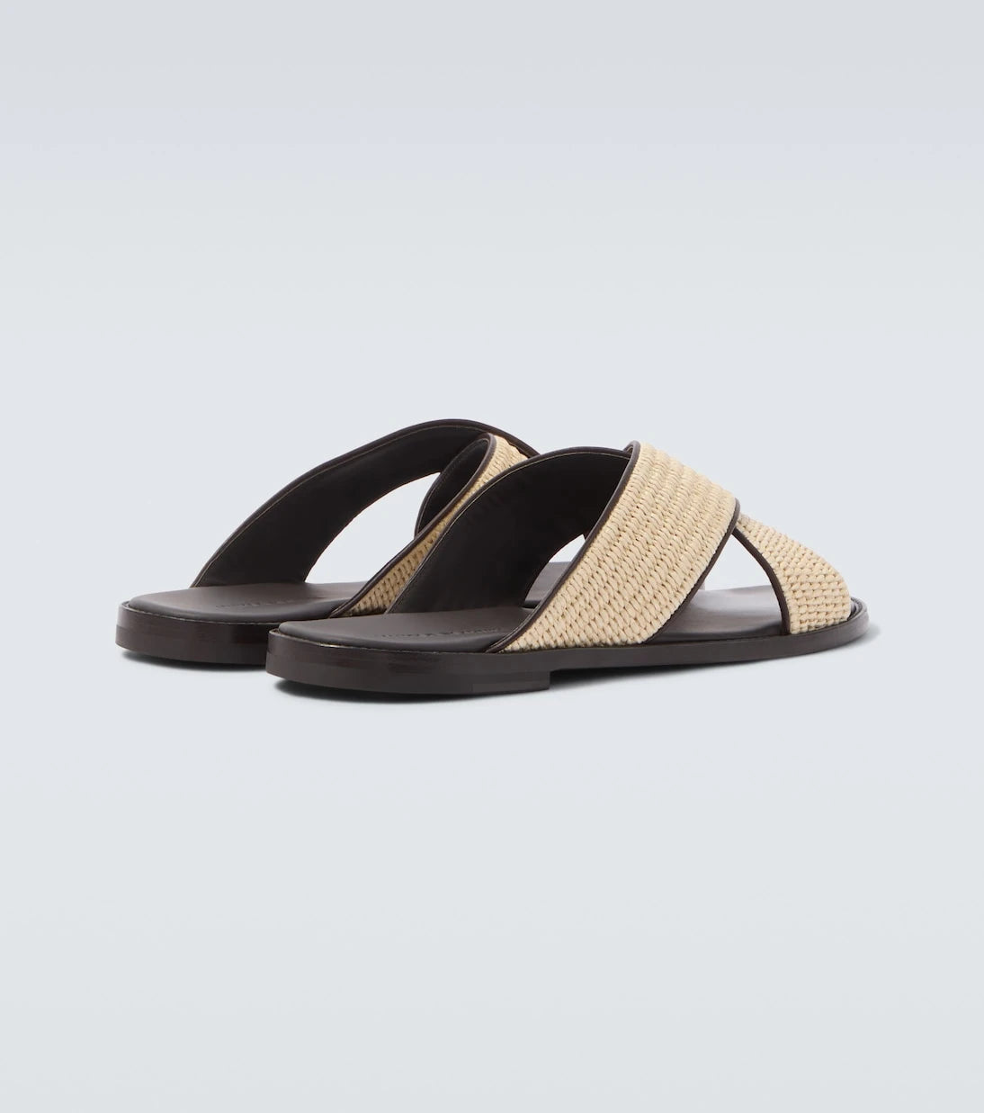Manolo Blahnik - Otawi leather-trimmed raffia sandals