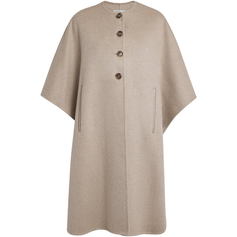 Max Mara Beige Cashmere Poncho Cape Coat