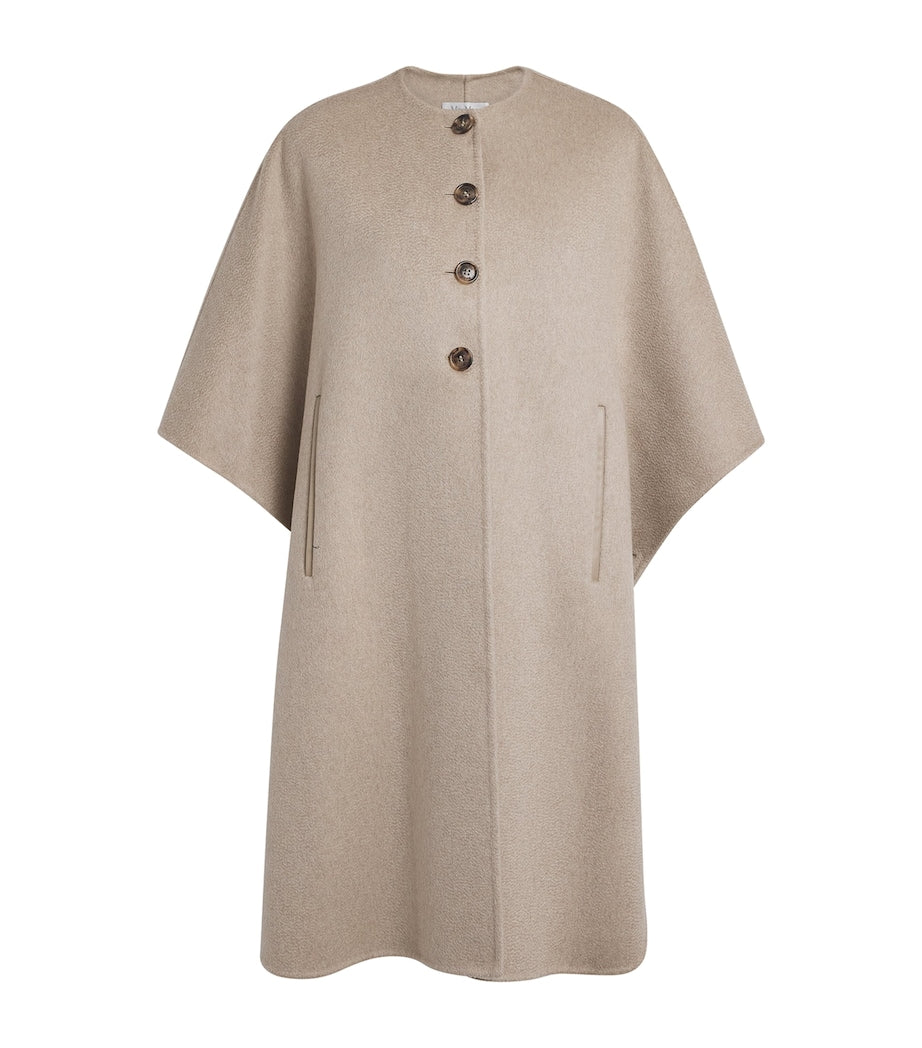 Max Mara Beige Cashmere Poncho Cape Coat
