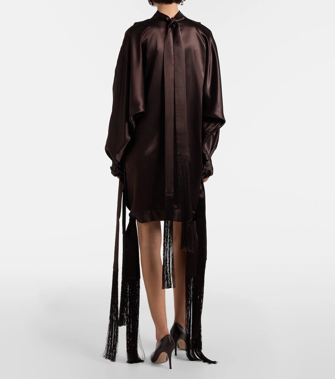 Ferragamo - Fringed satin minidress
