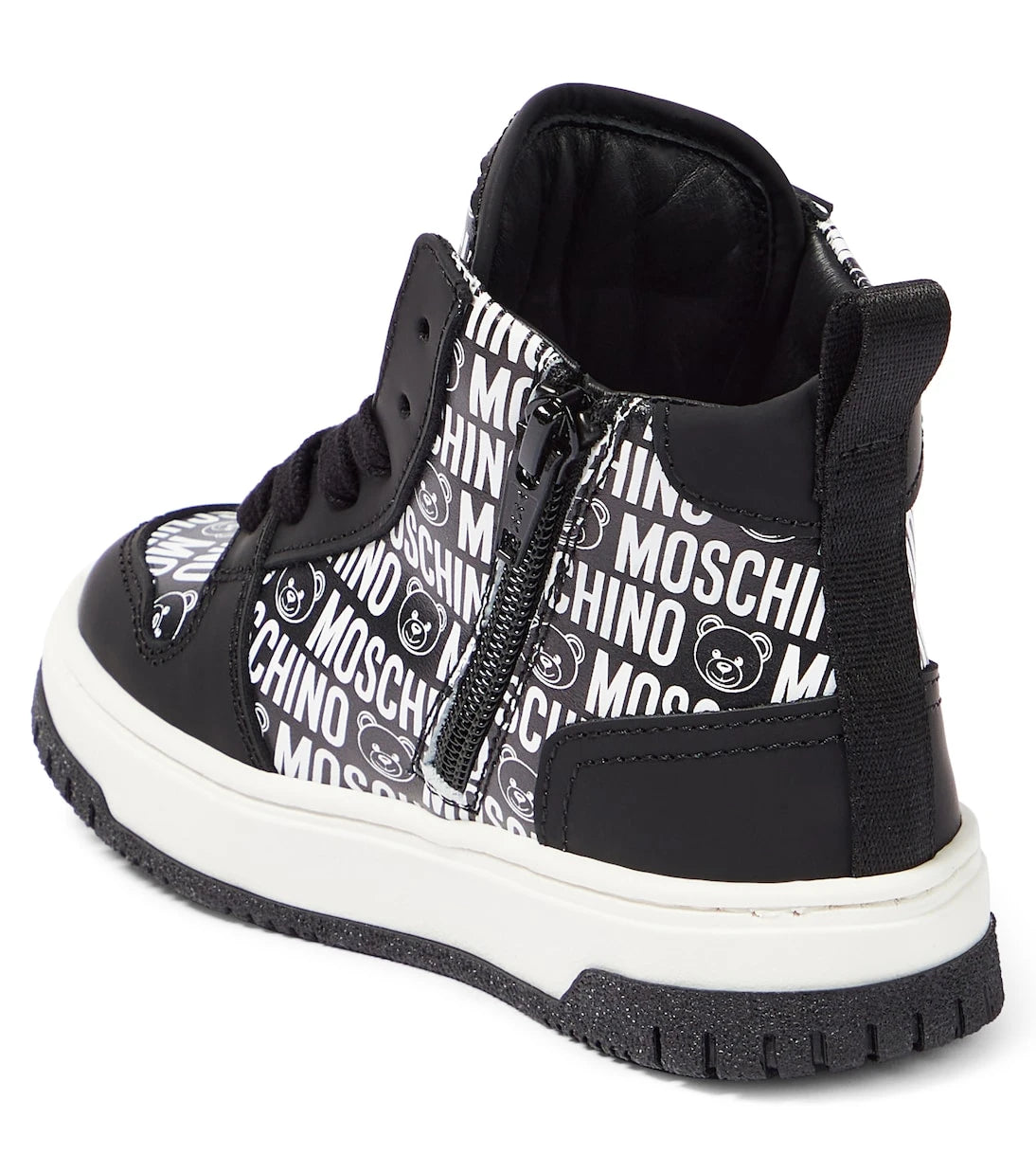 Moschino Kids - Logo high-top leather sneakers