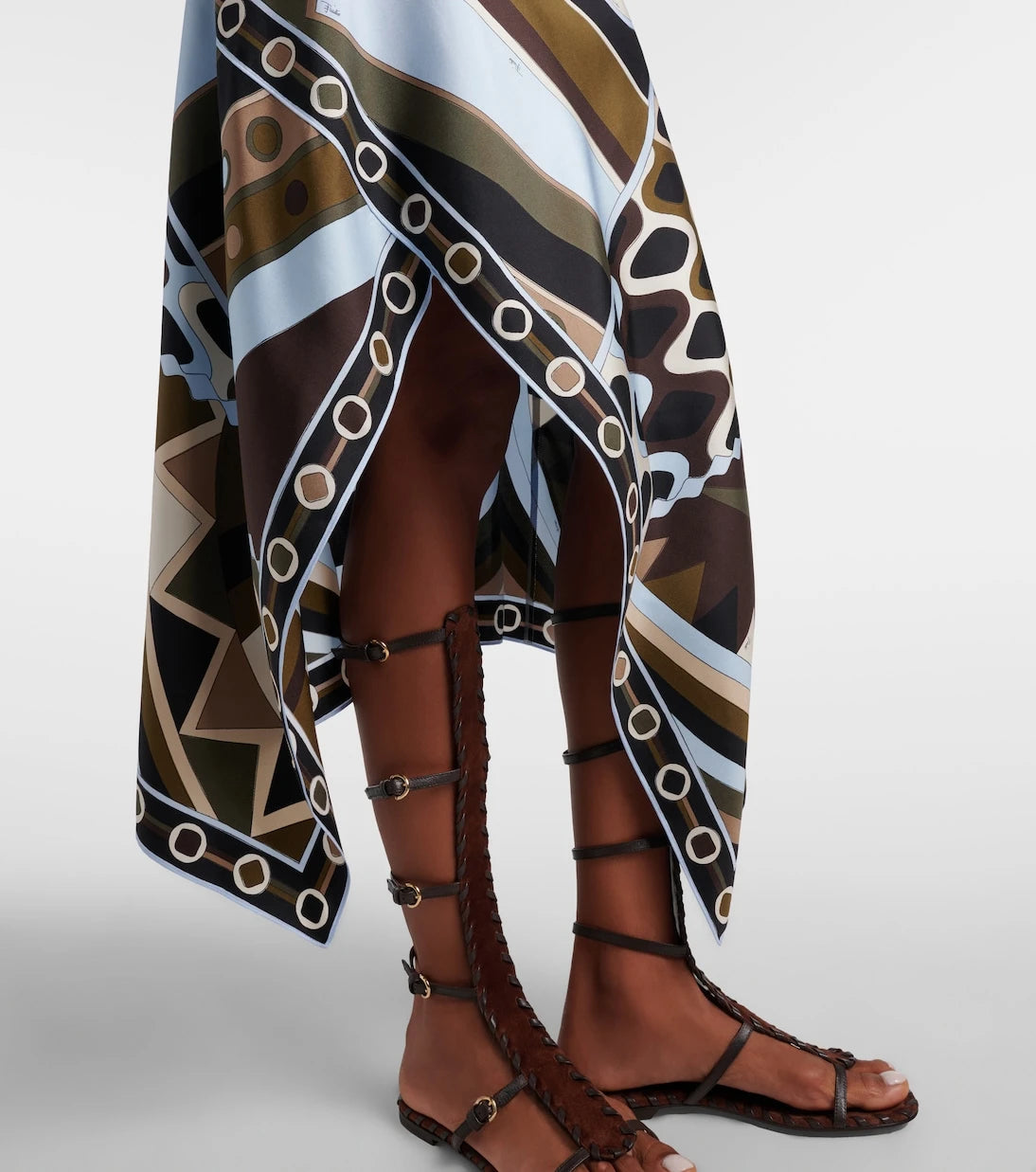 Pucci - Vivara asymmetric silk twill midi skirt