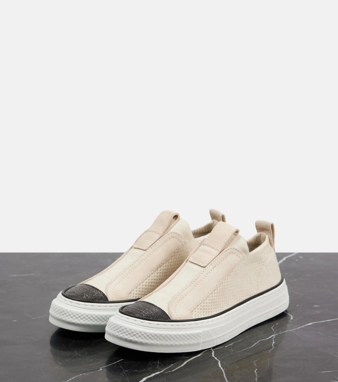 Brunello Cucinelli - Suede-trimmed canvas sneakers
