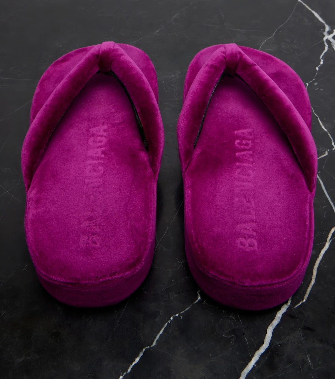 Balenciaga - Jet Lag velvet platform thong sandals