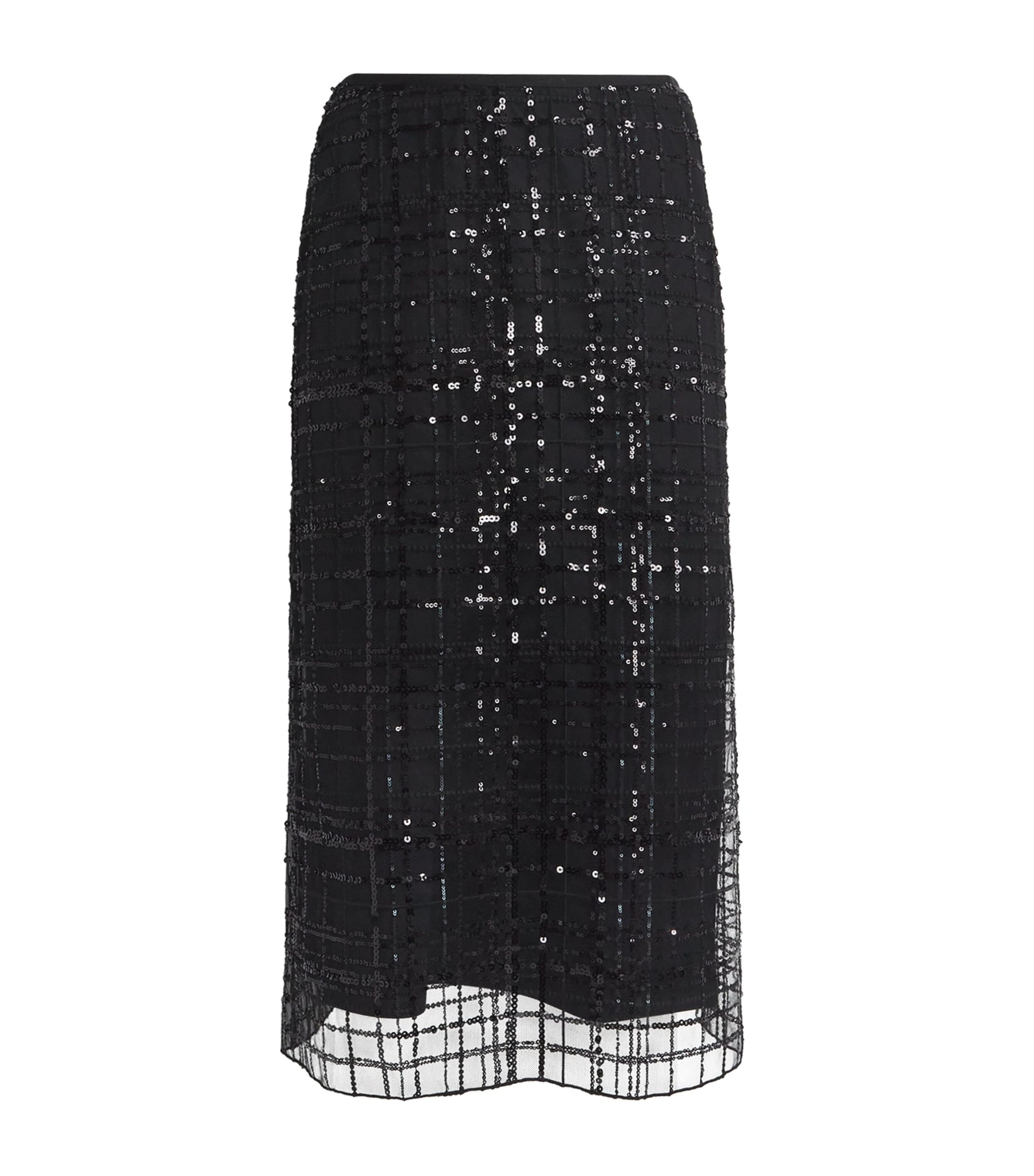 MAX&Co. Black Sequin Check Midi Skirt