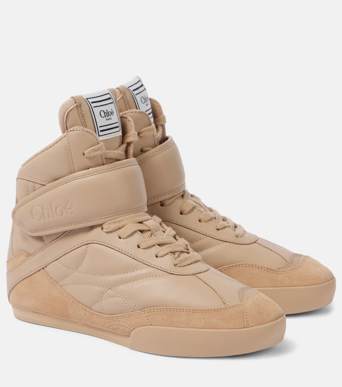 Chloé - Kick suede-trimmed leather high-top sneakers