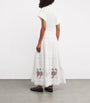 Maje White Lace-Insert Maxi Shirt Dress
