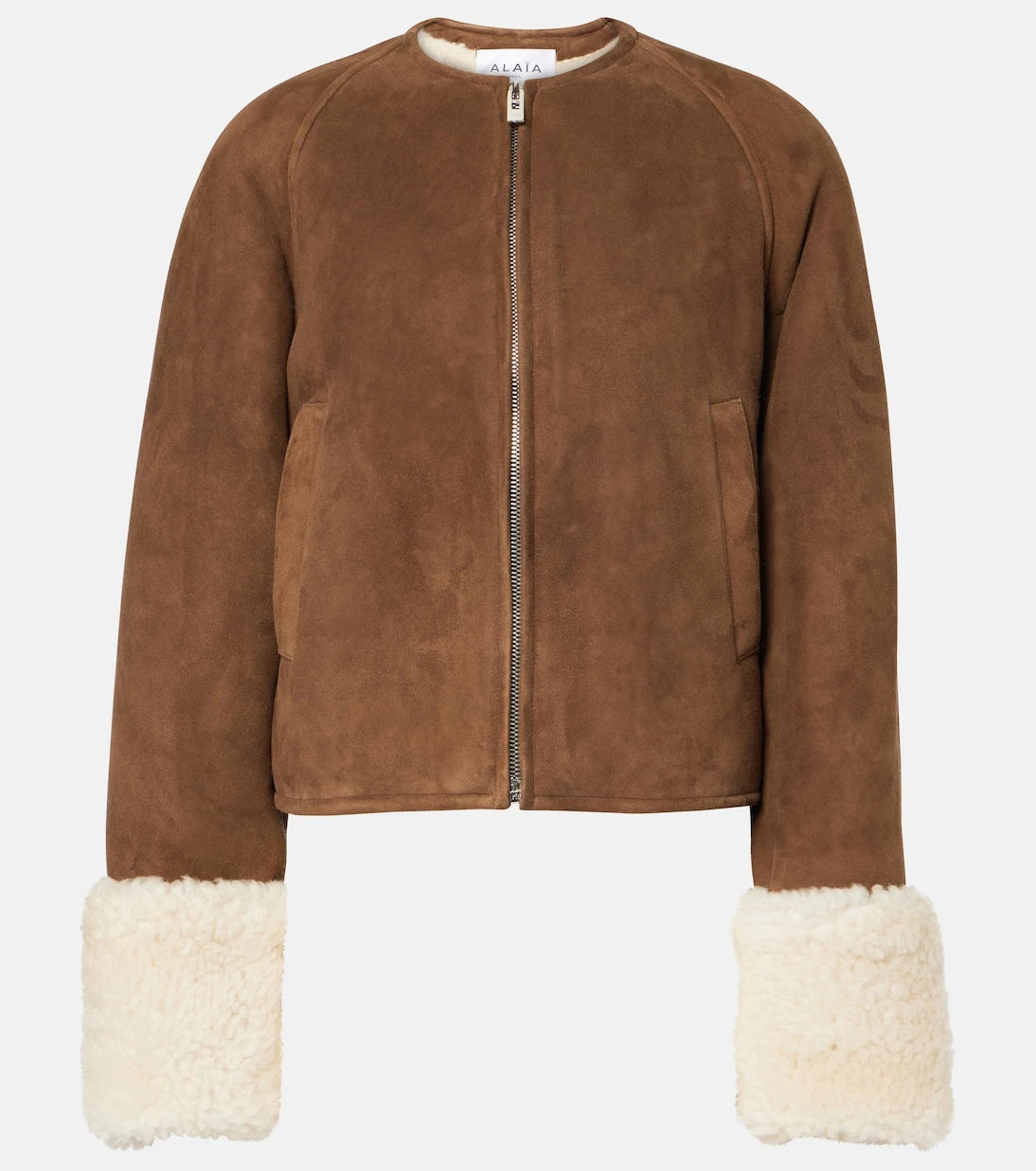 Alaïa - Shearling-trimmed suede jacket