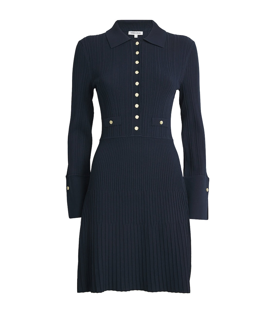 Veronica Beard Navy Ribbed Lauper Mini Dress