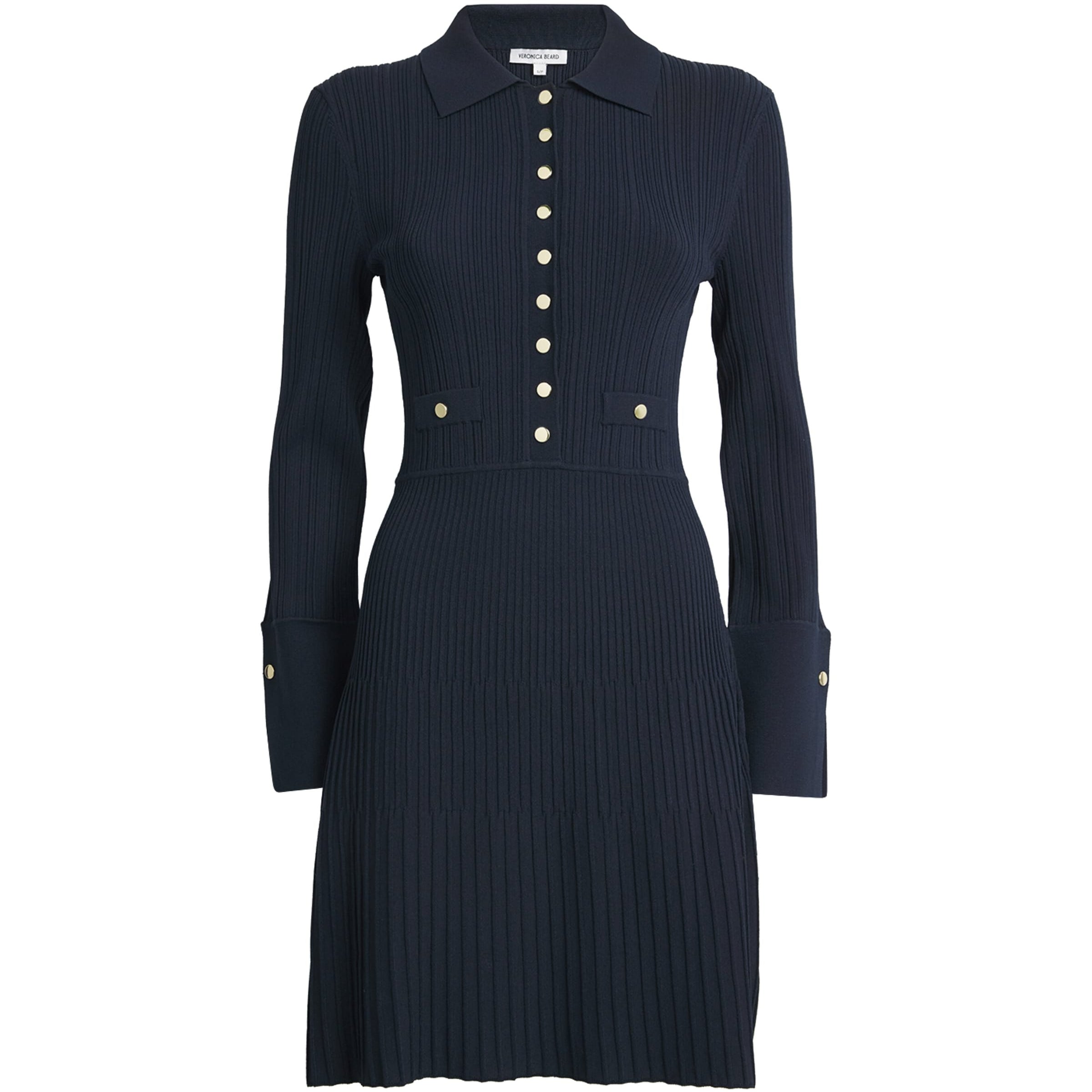 Veronica Beard Navy Ribbed Lauper Mini Dress