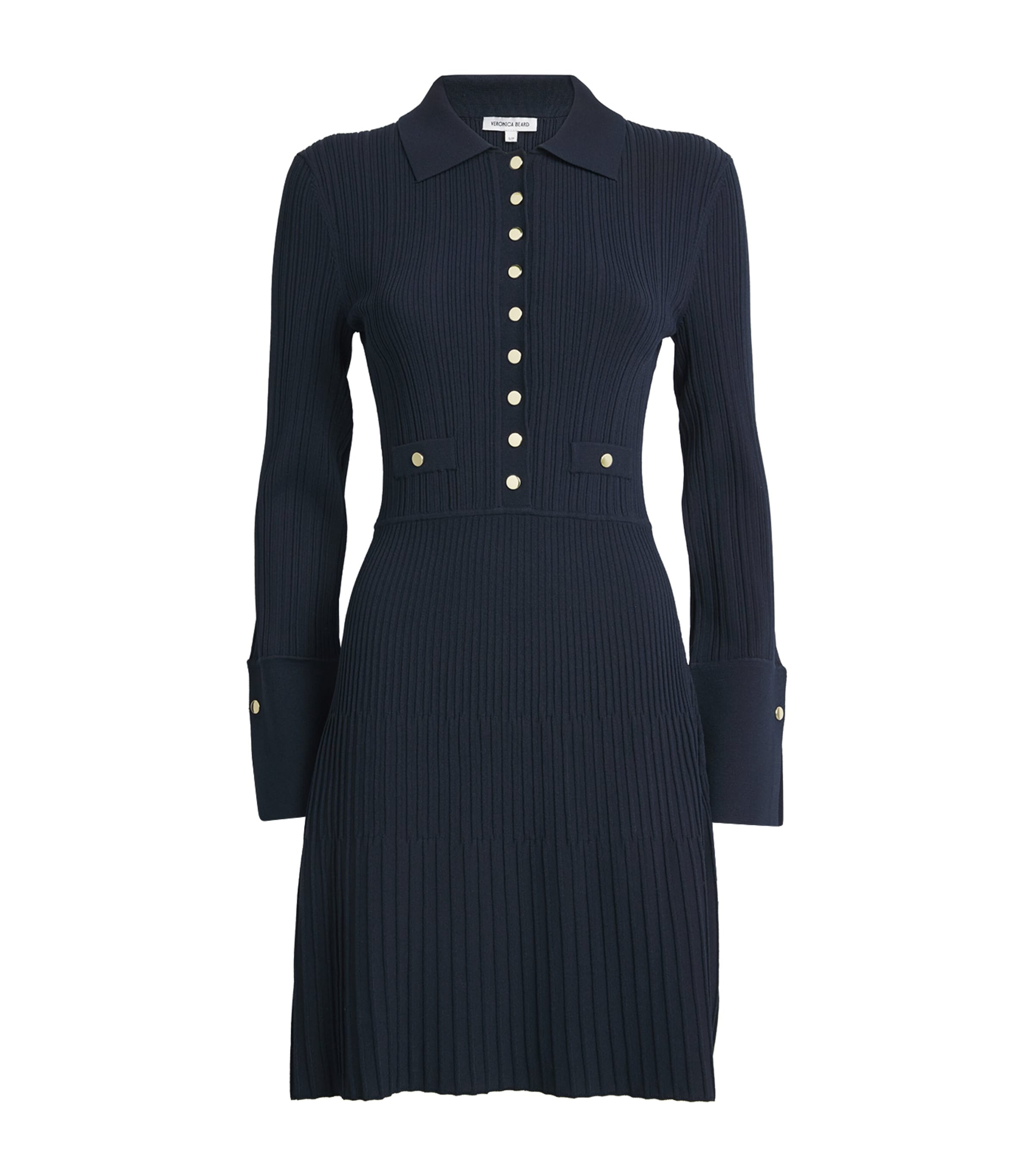 Veronica Beard Navy Ribbed Lauper Mini Dress