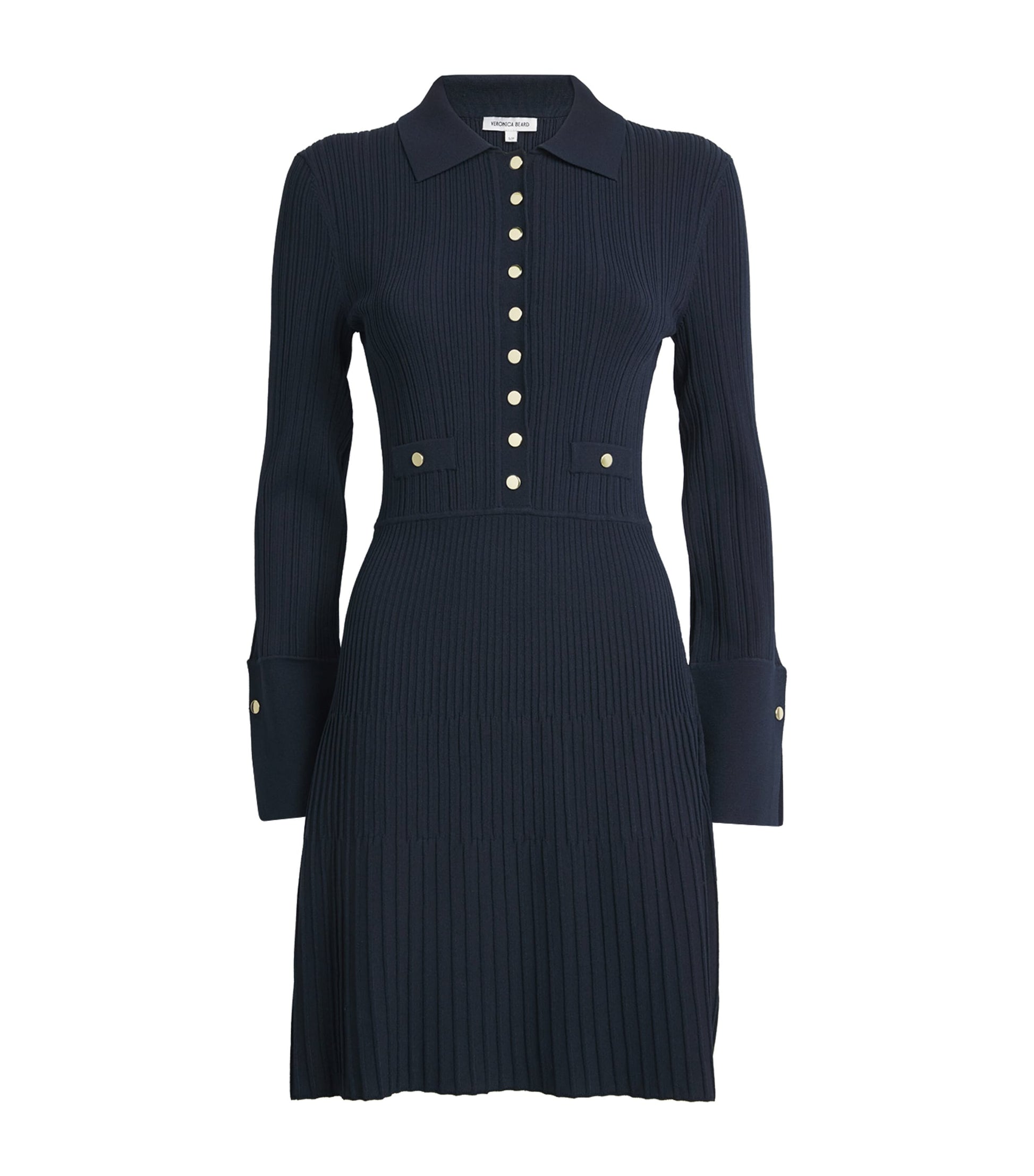 Veronica Beard Navy Ribbed Lauper Mini Dress