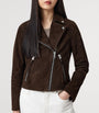 AllSaints Brown Suede Dalby Biker Jacket