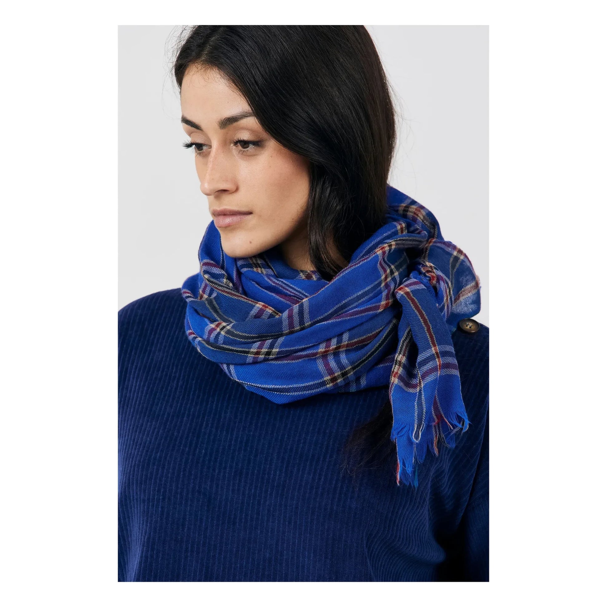 a.p - Georgette Carreaux Wool Scarf | Blue