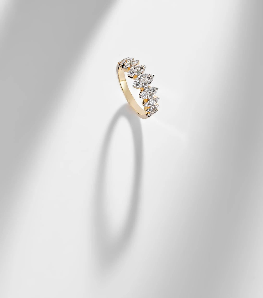 Stone and Strand - Fern 14kt gold ring with diamonds