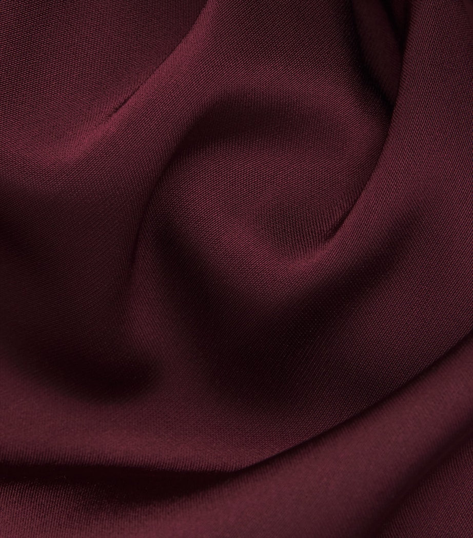 Self-Portrait Red Satin Draped Midi Dress