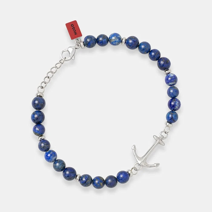 HUGO erkek paslanmaz çelik lapis lazuli bileklik E-BEADS5-BRA