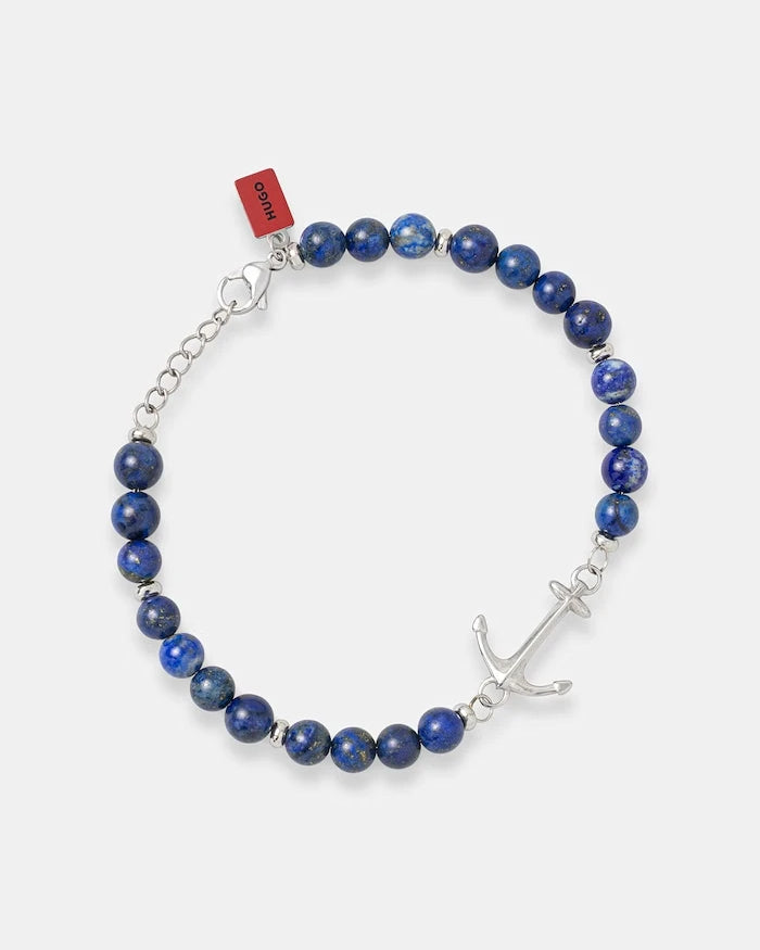 HUGO erkek paslanmaz çelik lapis lazuli bileklik E-BEADS5-BRA