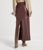 Brunello Cucinelli Red Nappa Leather Column Maxi Skirt