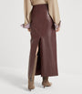 Brunello Cucinelli Red Nappa Leather Column Maxi Skirt