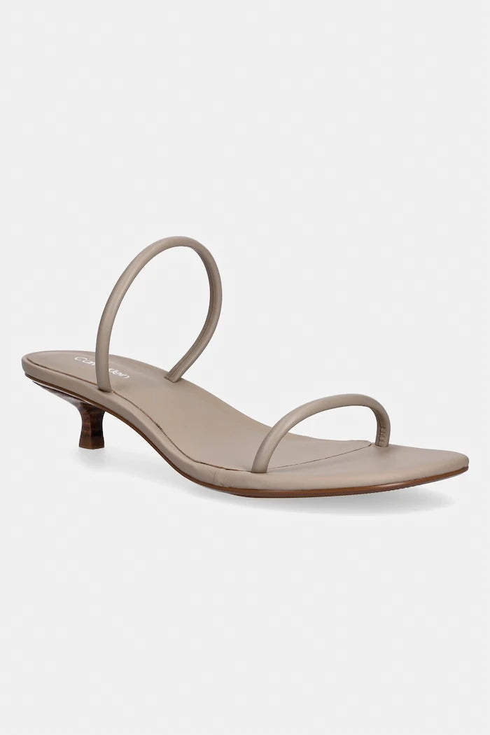 Calvin Klein deri ince topuklu sandalet KITT HEEL SNDL DOUBLE STRAP LTH