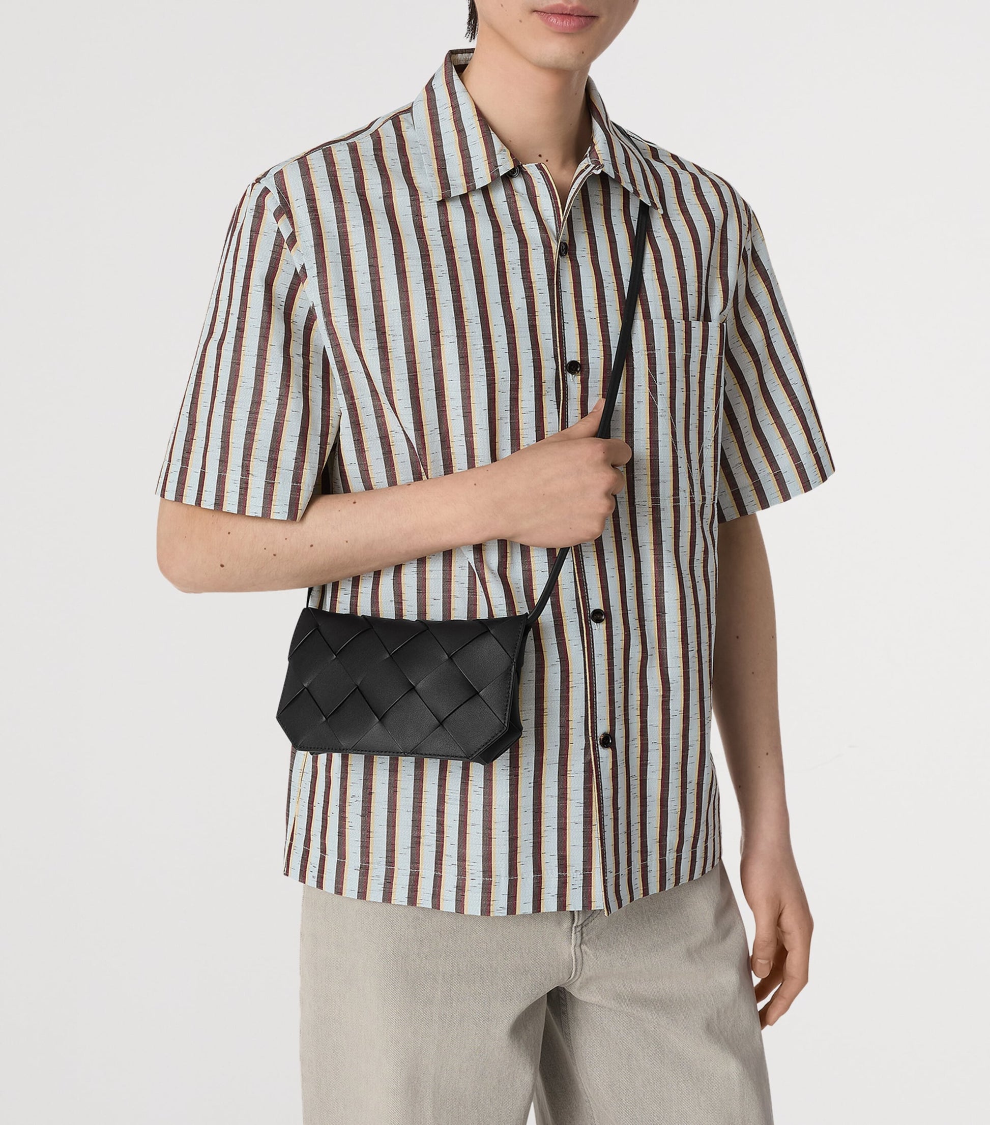 Leather Intreccio Cross-Body Pouch