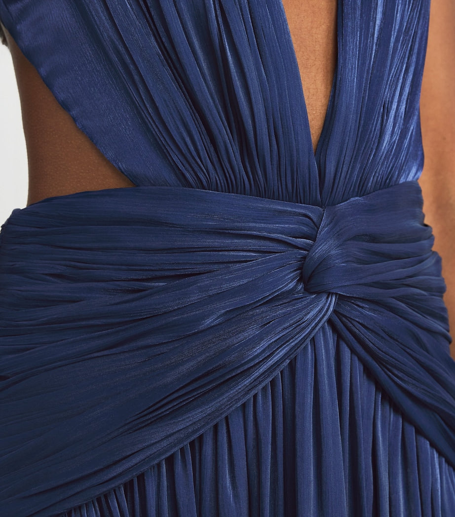 Pleated Cut-Out Georgette Gown