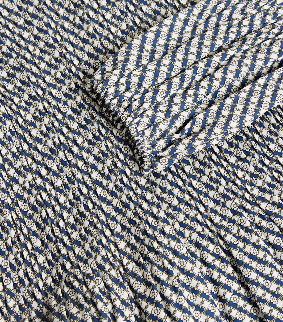 White Chiffon Printed Pleated Mini Dress